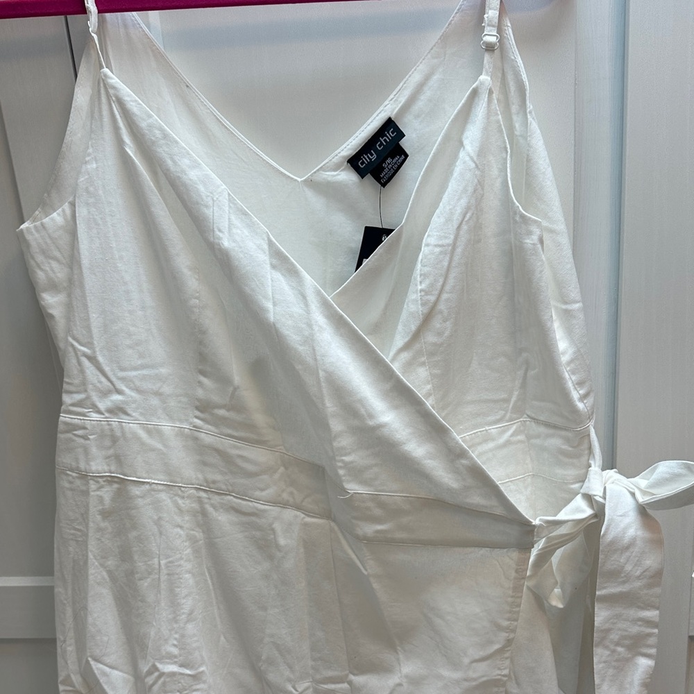 City Chic Ivory Tie-Waist wrap v neck Maxi Dress. Sz 16. New - Picture 6 of 13